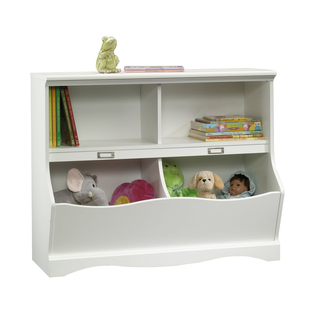 White finish Kids Bookcase Footboard with Storage