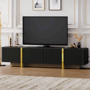 Luxury Fluted Black TV Stand with Storage Cabinets & Drawers for TVs Up to 80''