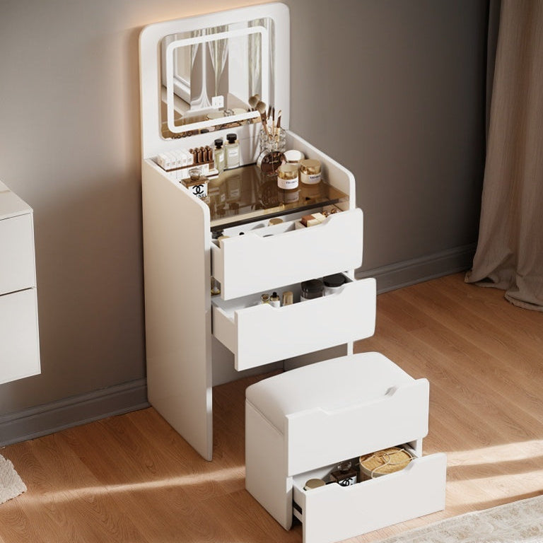 Small Makeup Vanity with 3 Drawers & Plip Top Mirror