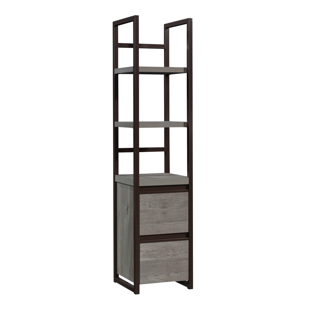 2-Shelf Narrow Brown finish Bookcase
