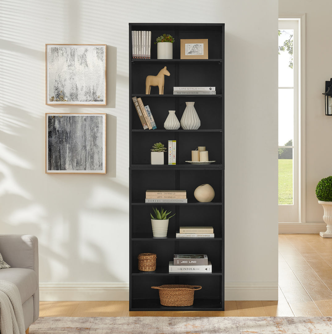 Multi-Functional Double-Layer Black Bookcase