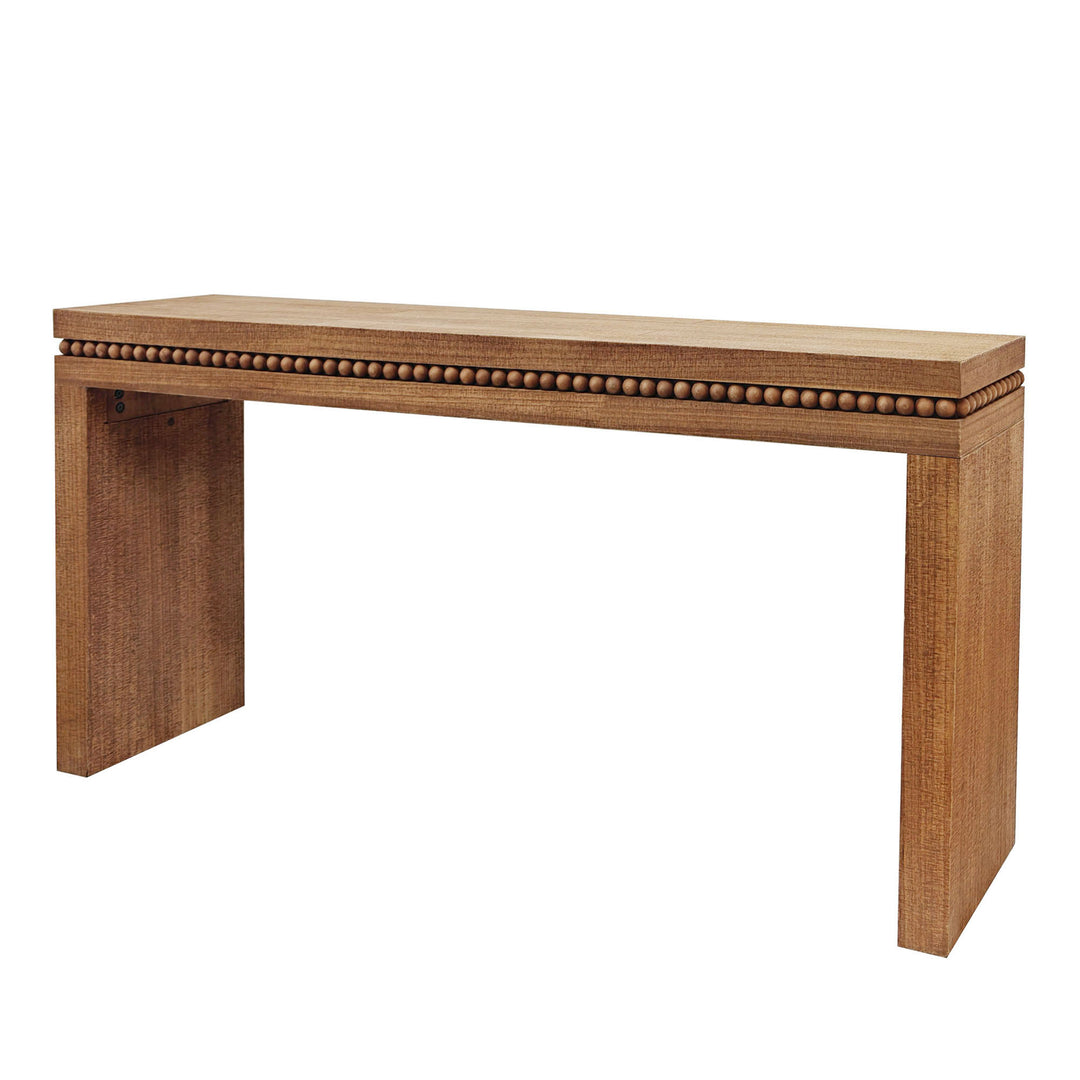 Rustic Manufactured Wood Console Table with Beaded Accent