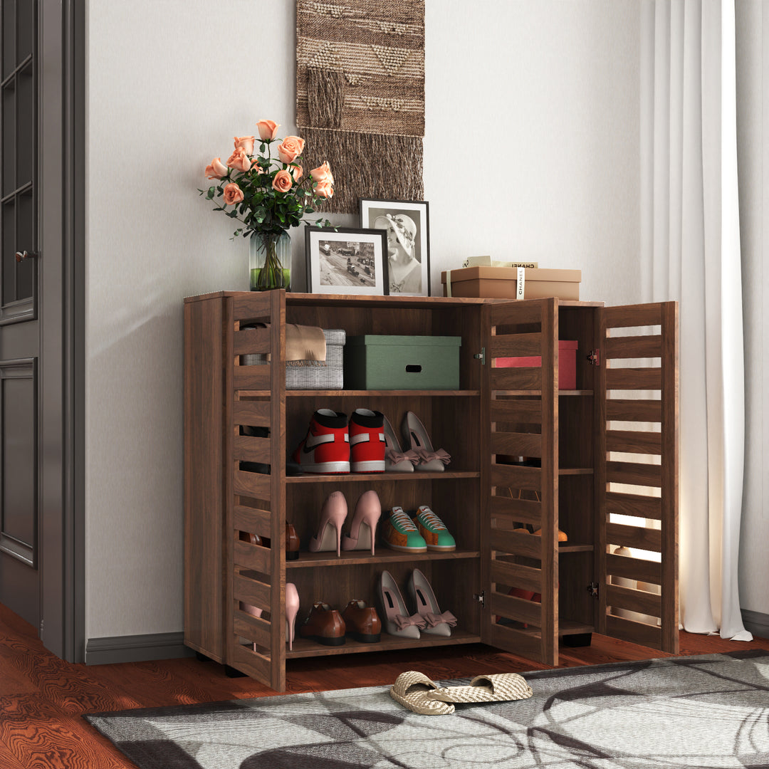 5-Tier Wooden Shoe Storage Cabinet with Adjustable Shelves