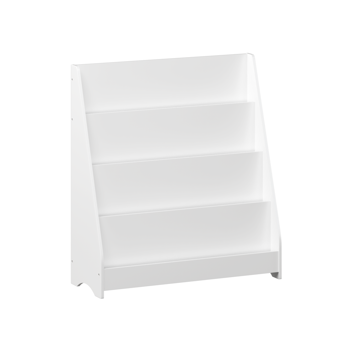 4-Tier White Kids Bookshelf Toddler Book Display Shelves