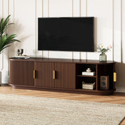 Farmhouse Adjustable Storage TV Stand with Sliding Tambour Door for TVs up to 75''