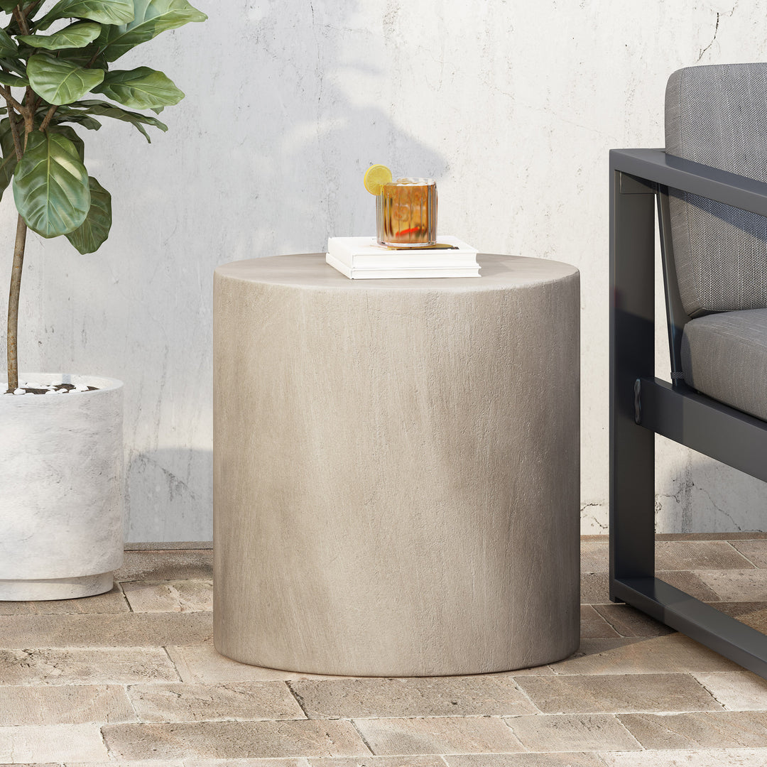 Outdoor LightWeight Concrete Light Gray Side Table
