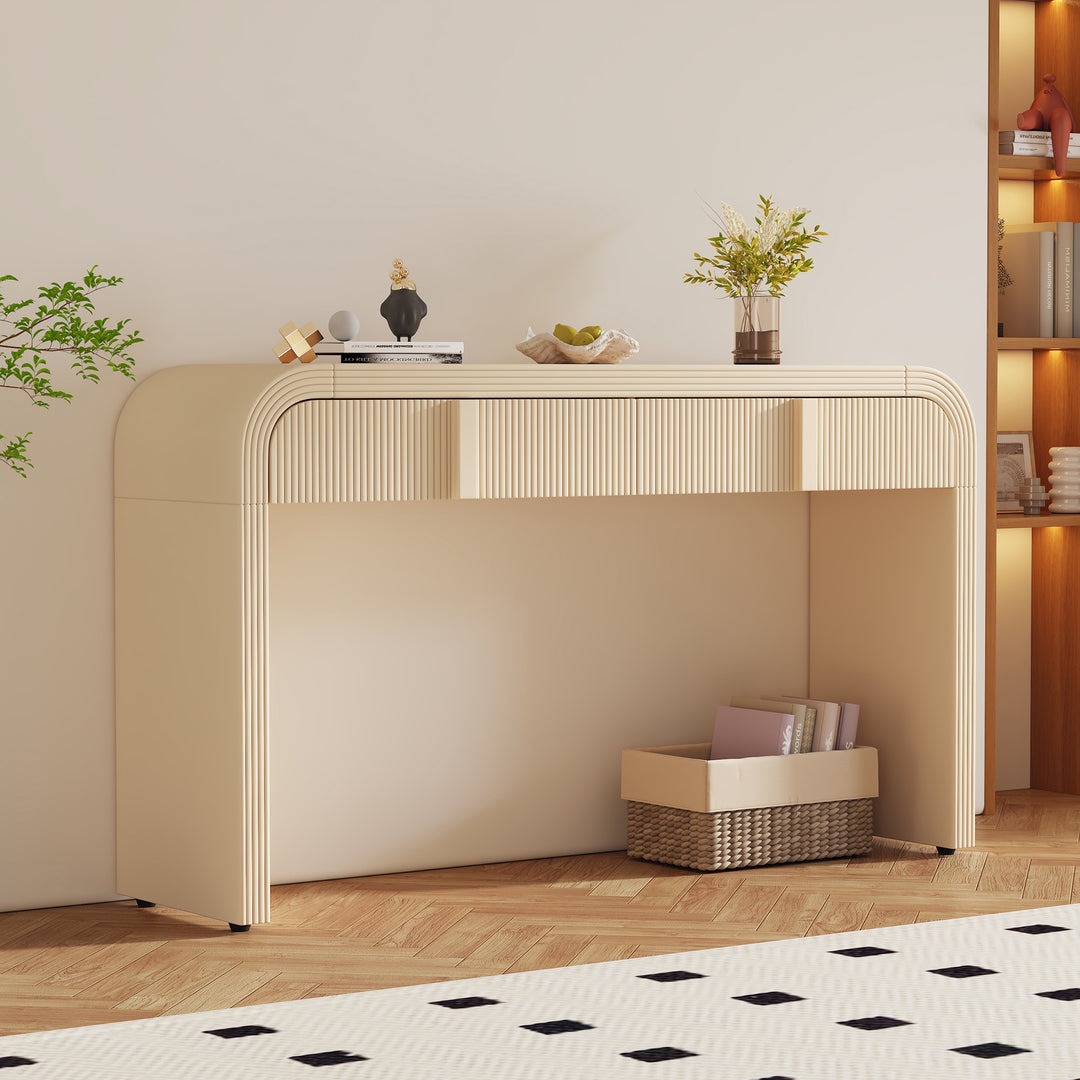 Modern Apricot Cream Console Table with 2 Storage Drawers
