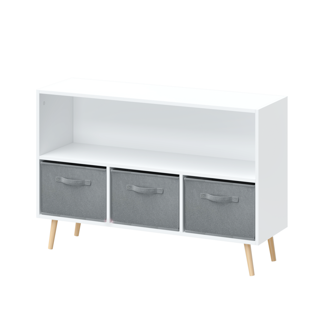 Kids Bookcase with Collapsible Fabric Drawers