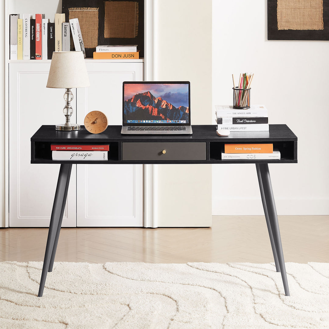 Multifunctional Black Writing Study Desk with Drawers USB Ports & Power Outlet