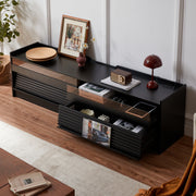 Modern Black TV Stand with 4 Drawer Built-in Charging Ports & Ambient LED Lighting