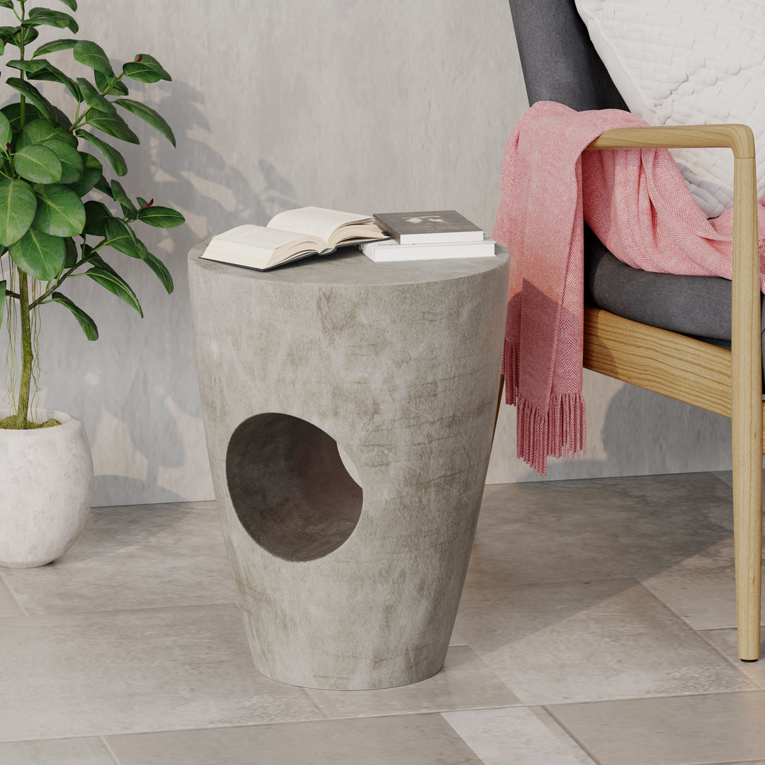 Elegance Concrete Round Tabletop and Drum Silhouette Side Table