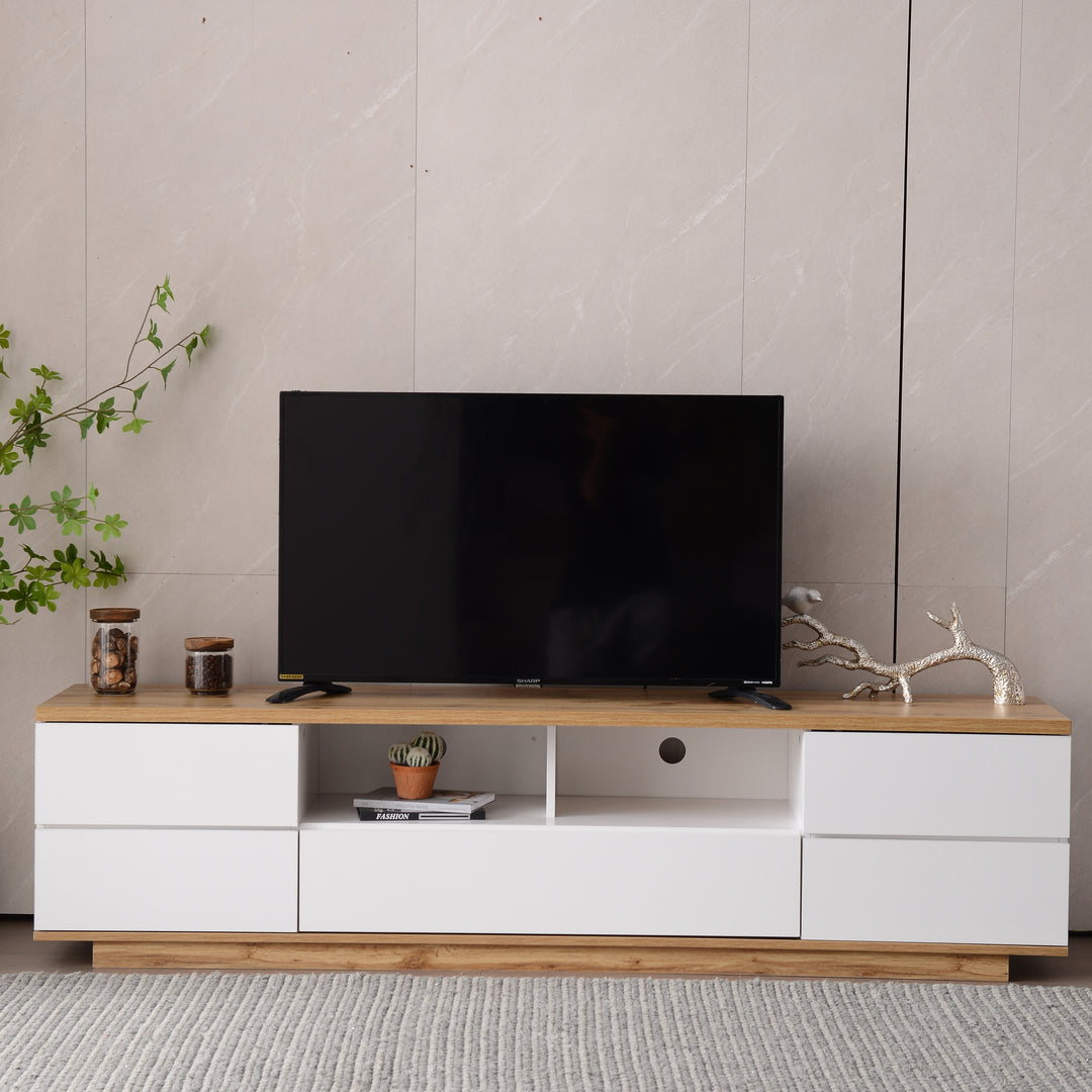 Modern White TV Stand Media Console with Multi-Functional Storage for TVs up to 80''