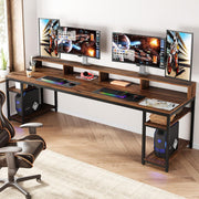 78.74' Long Double Two Person Computer Office Desk with Storage Shelves