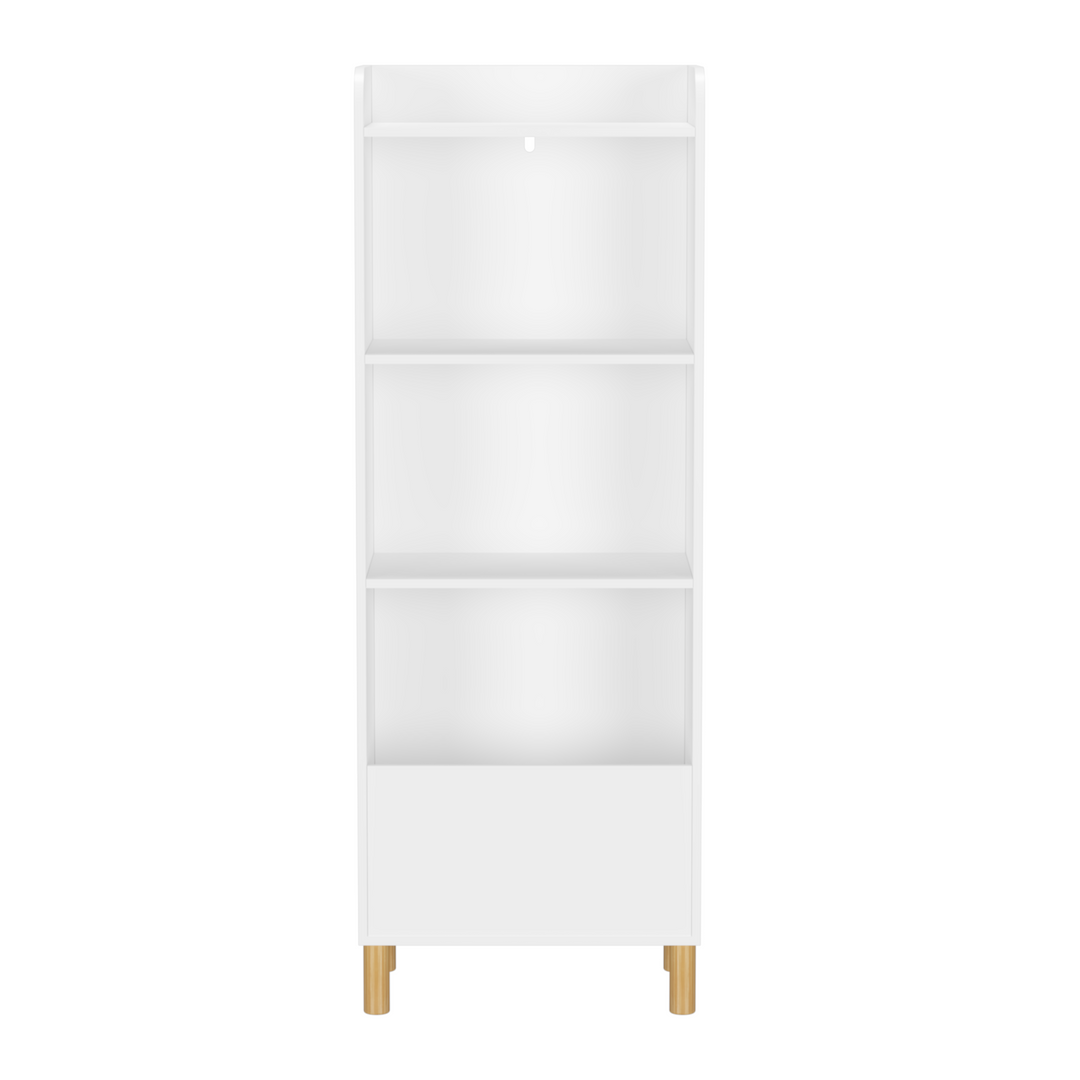Kids 4-Tier White Bookcase Book Display with Safety Restraint