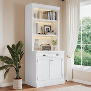 83.4'' Modern Tall Bookshelf Bookcase with 3 pieces LED Lighting