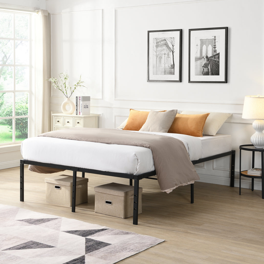 Heavy Duty Metal Black Bed Frame with Quick Assembly