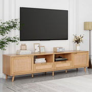 Modern Farmhouse Media Console Rattan TV Stand for TVs up to 85''