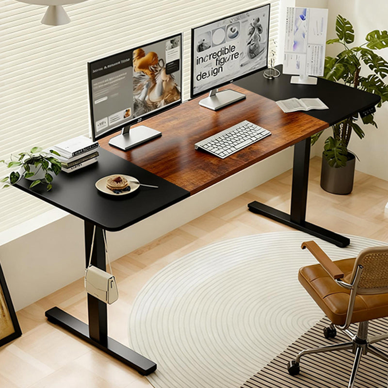 Modern Luxiury Black Brown Computer Table Electric Standing Desk Height Adjustable Desk