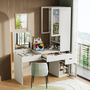 Versatile White Makeup Vanity Desk with Mirror and Charging Station