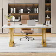 63'' Modern Executive Desk Large Office Computer Desk with Stylish Gold X-Legs