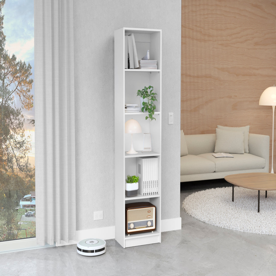 White Bookcase Compact Bookshelf with Multiple Shelves