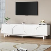 Graceful Arch Cabinets White TV Stand with Adjustable Shelves for TVs Up to 78''
