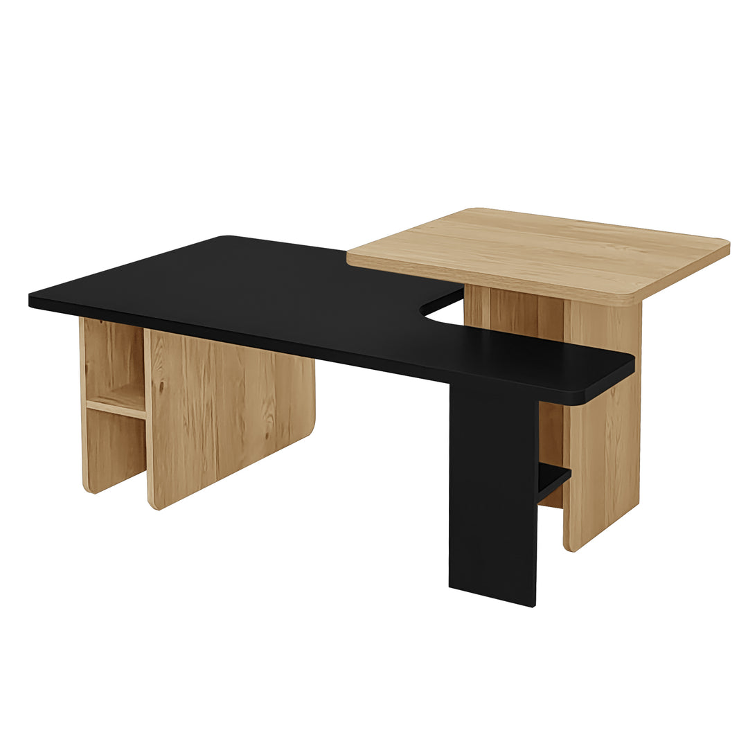 Farmhouse Rectangle Wood Finish Black Coffee Table