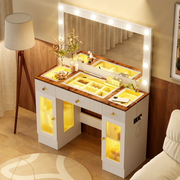 Modern 43.3'' Makeup Vanity Desk with Large Mirror and Hollywood Bulbs