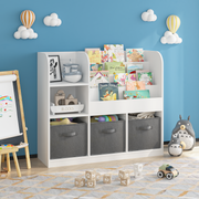 Multifunctional Kids Bookcase with 3 Collapsible Fabric Drawers
