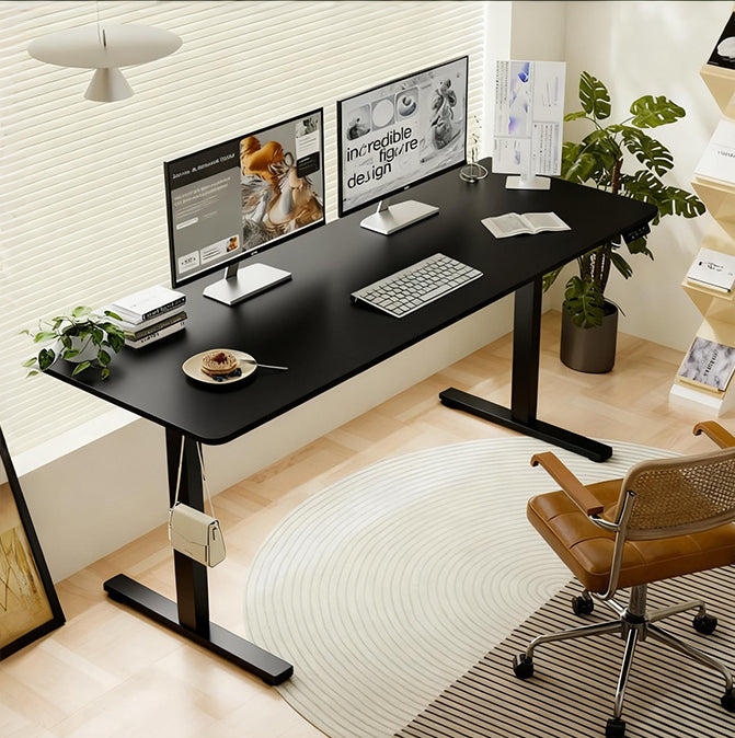 Modern Luxiury Black Computer Table Electric Standing Desk Height Adjustable Desk