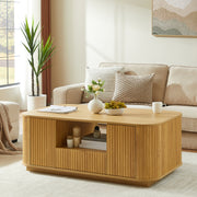 46.5'' Modern Luxury Oval Coffee Table With Drawers & Storage Compartments