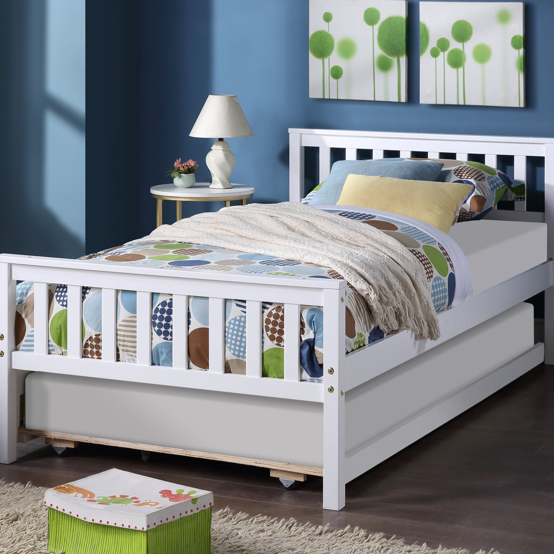 White Twin Bed Frame with Trundle