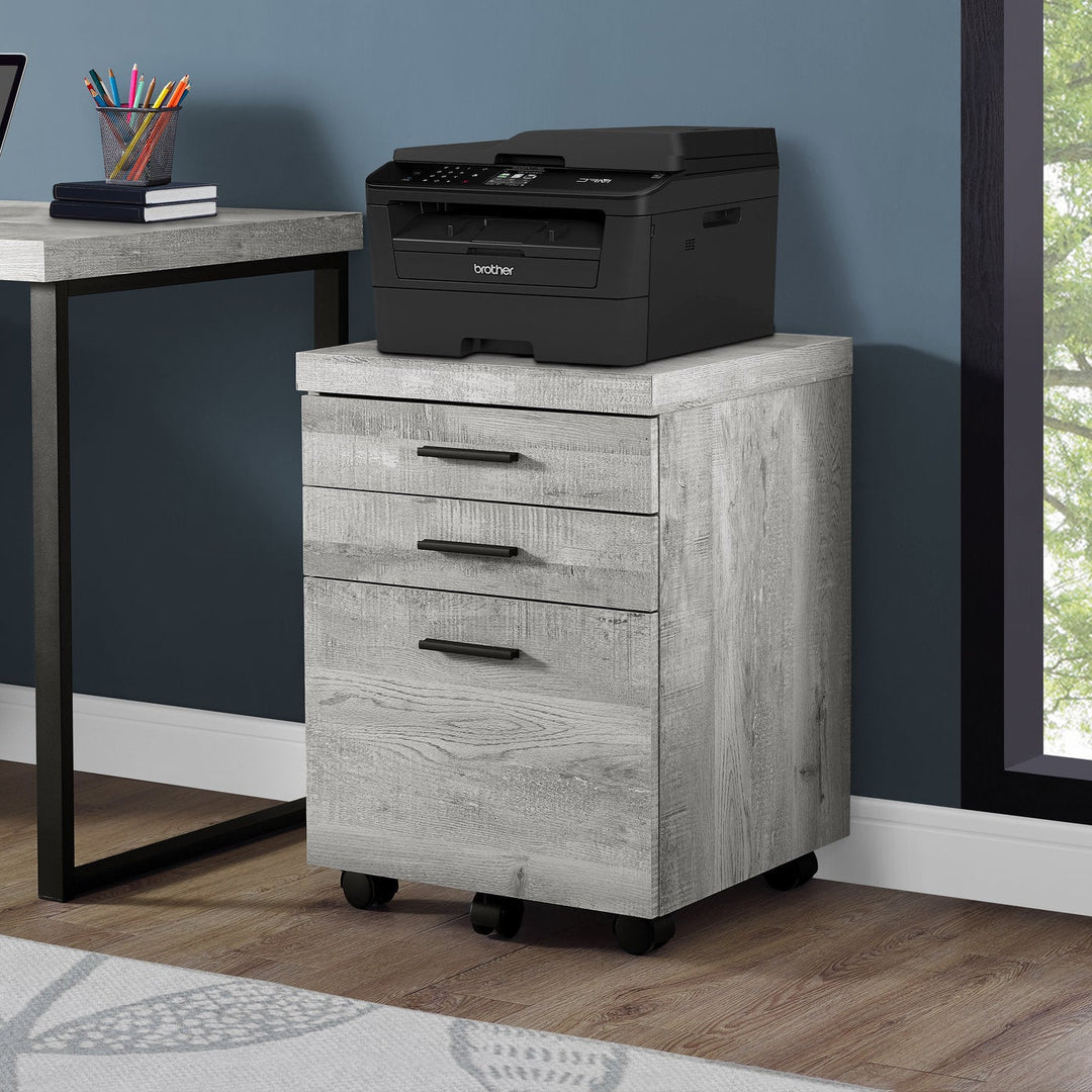 Modern Rolling Mobile Grey Laminate File Cabinet Storage Drawers Printer Stand