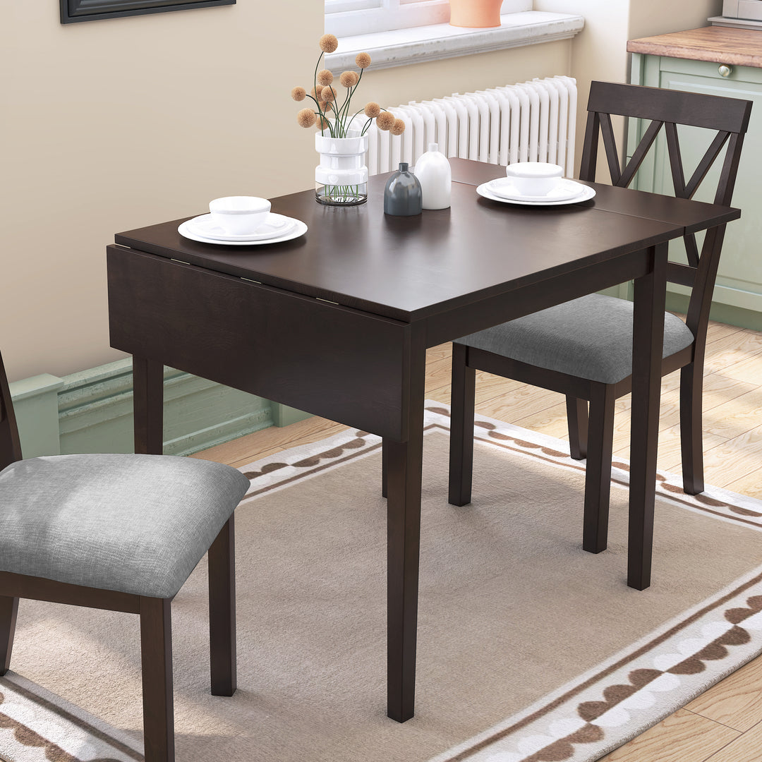 Extendable Folding Rubber Wood Legs Dining Table for 4 People