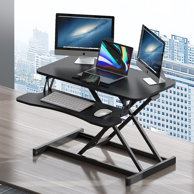 32 Inch Height Adjustable Sit to Stand Riser Black Desk Converter