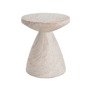 Elegant Travertine Finish Indoor/Outdoor Lightweight Concrete Beige Side Table