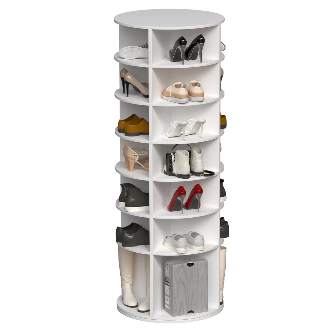 6-Tier Free Standing 360° Revolving Spinning white Shoe Rack