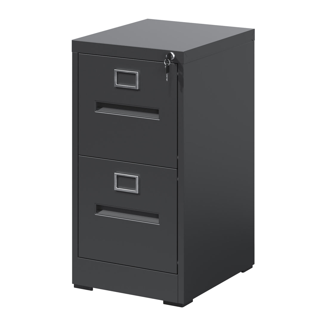 Premium Metal 2 Drawer Black File Cabinet with Lock