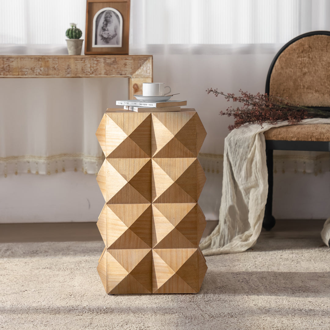 Three-dimensional Embossed Pattern Design Retro Side Table Nightstand