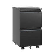 Modern 2 Drawer Metal Mobile Black File Cabinet with Lock