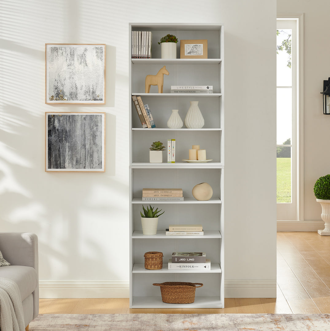 Multi-Functional Double-Layer White Bookcase