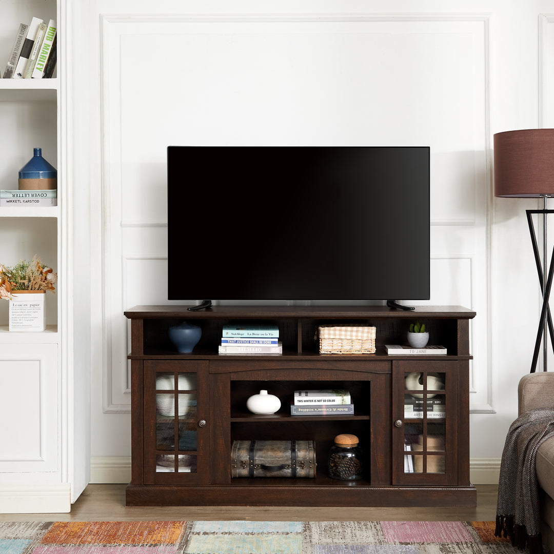 Classic TV Media Stand with Open and Closed Storage for TV Up to 65''