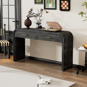 Unique Retro Silhouette Antique Black Console Table with Open Style & Two Top Drawers