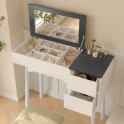 White Makeup Vanity Desk Set with Flip Top Mirror
