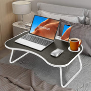 Black Bed Desk Laptop Stand with Cup Holder & Tablet Slot Lifting Handle