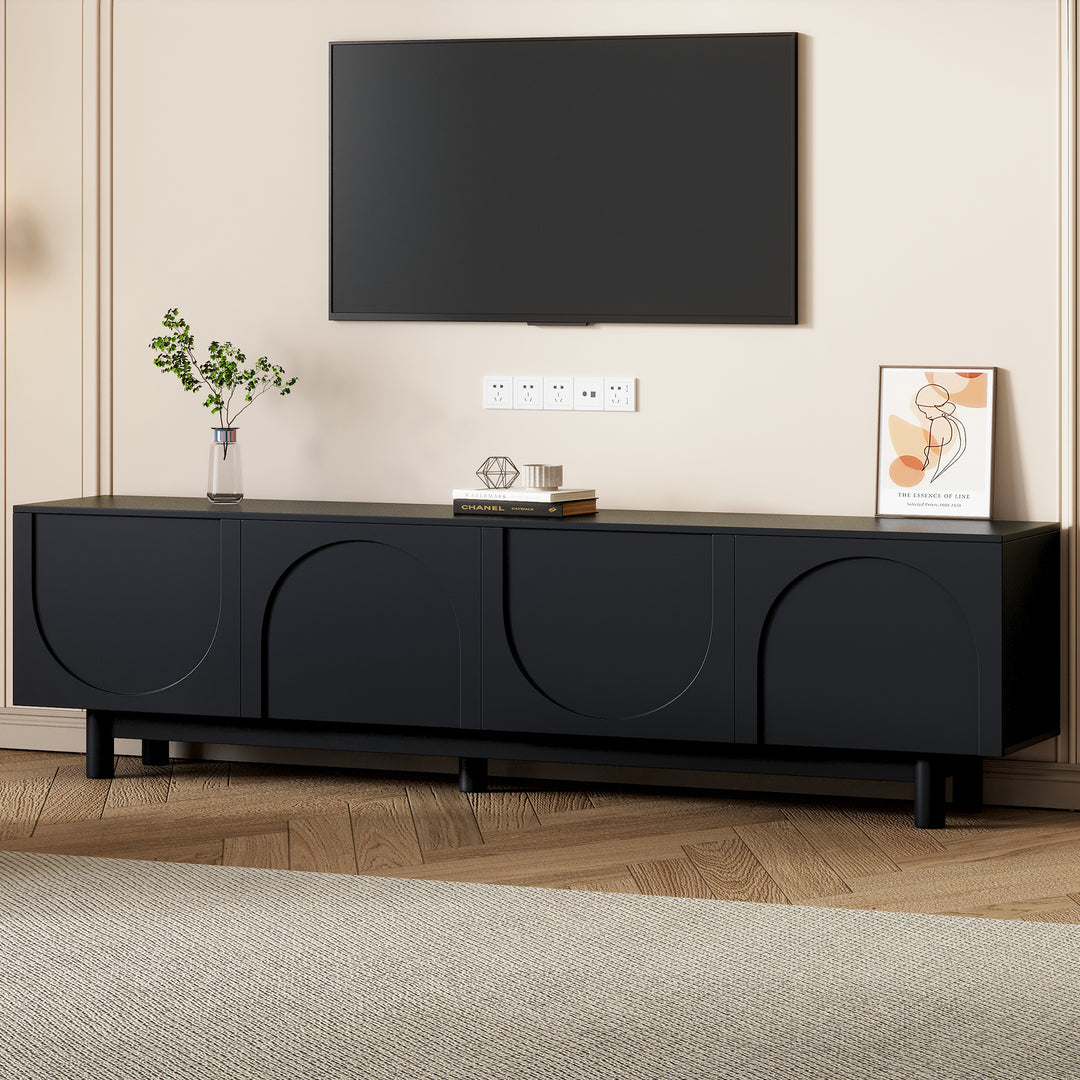 Graceful Black TV Stand with Arch Cabinets for TVs Up to 78''
