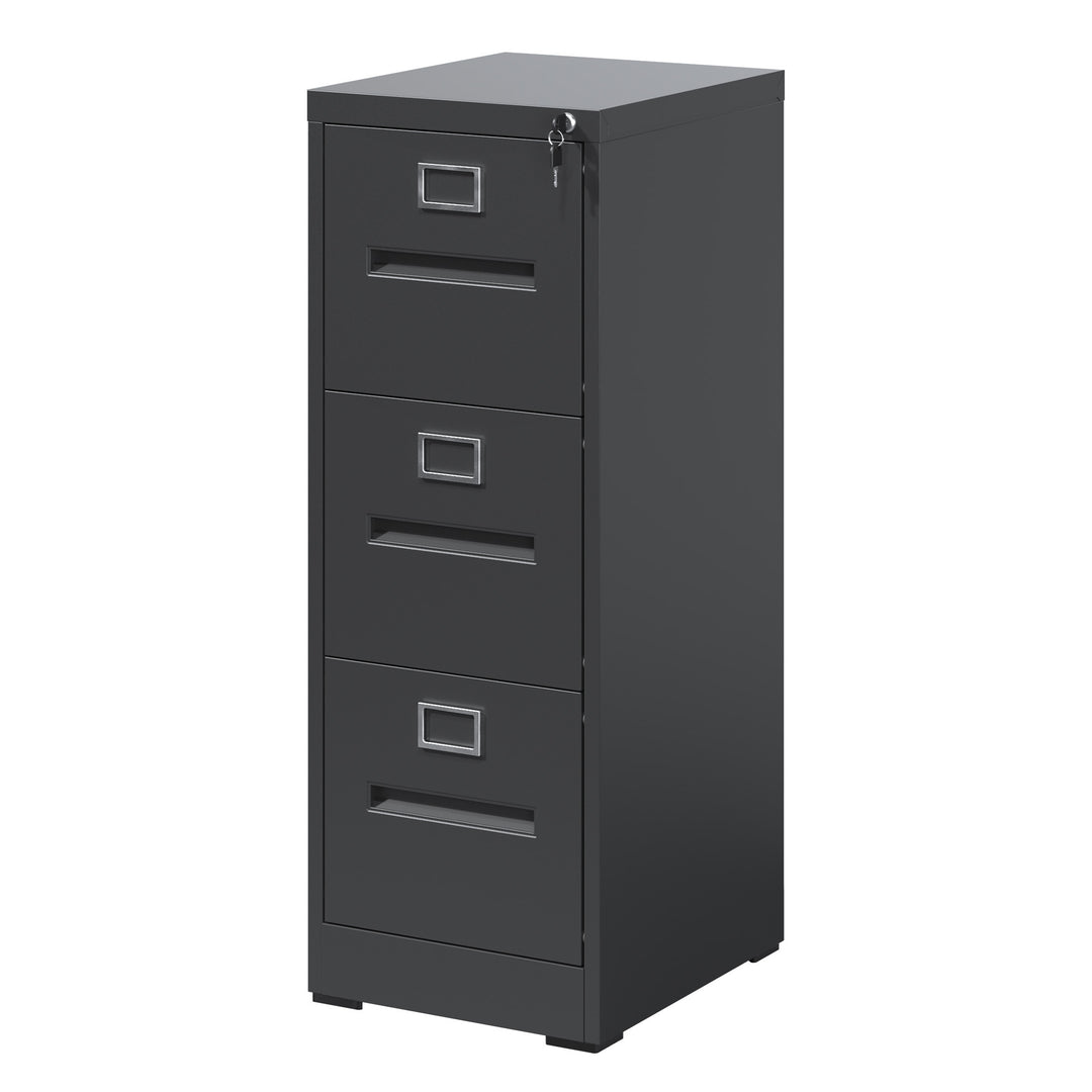 Modern Premium Metal 3 Drawer Black Steel File Cabinet with Lock