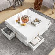 Modern High Gloss White Coffee Table with 4 Drawers