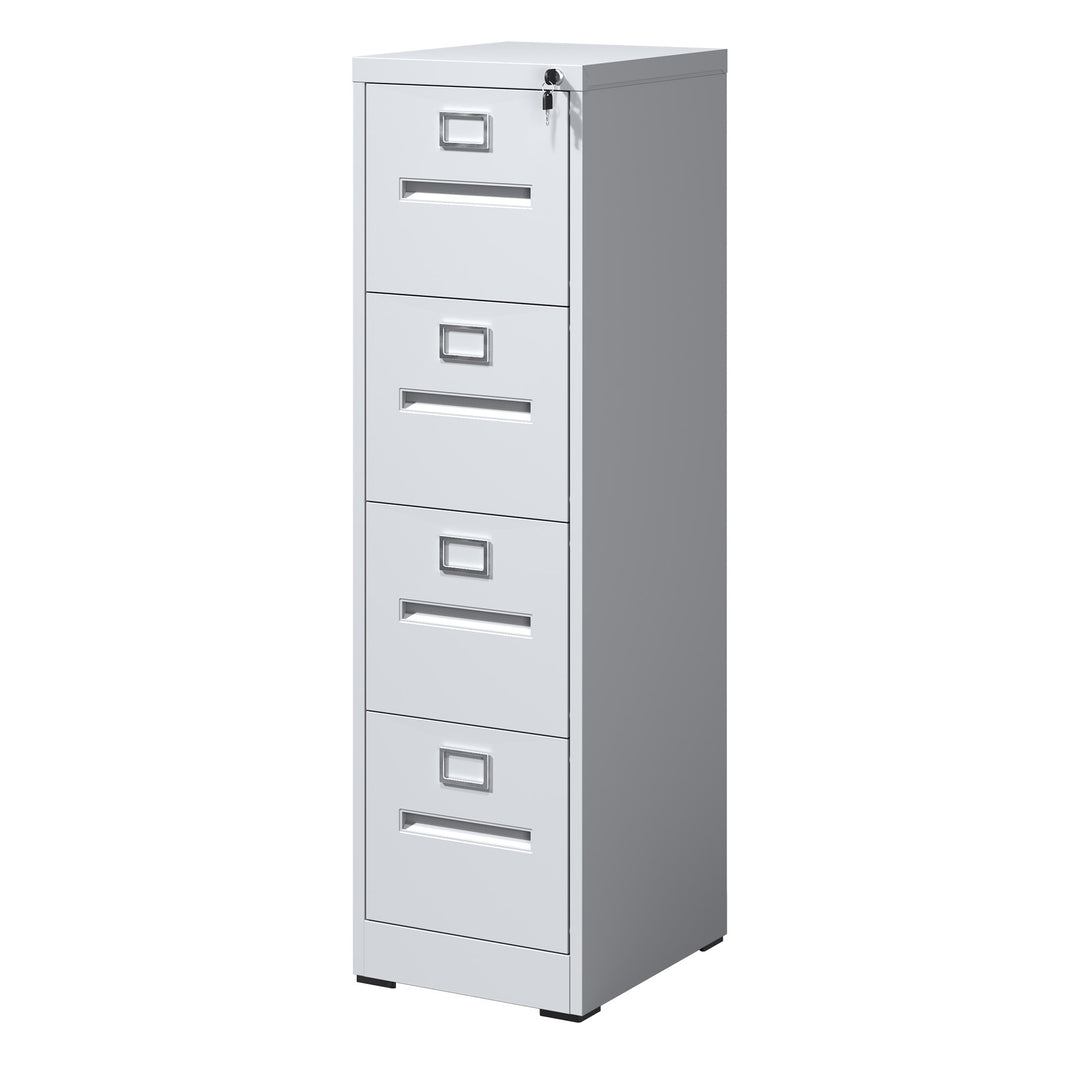 Premium White Steel 4 Drawer File Cabinet with Lock