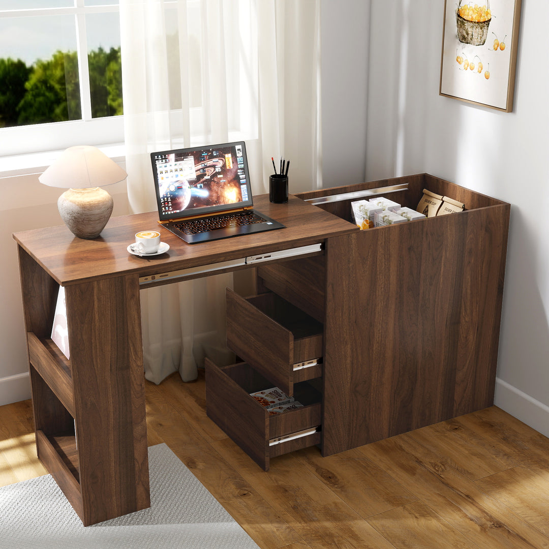 Modern Corner Extendable Writing Computer Desk with Drawers
